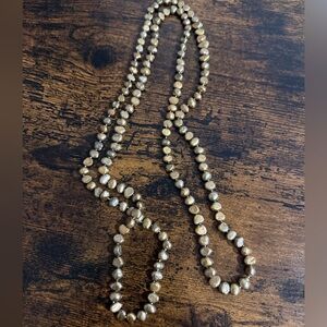 Long Gold Beaded Necklace